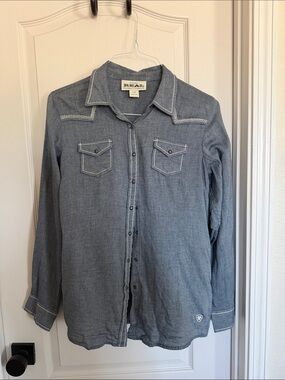 Ariat Blue Chambray Snap-Front Western Shirt